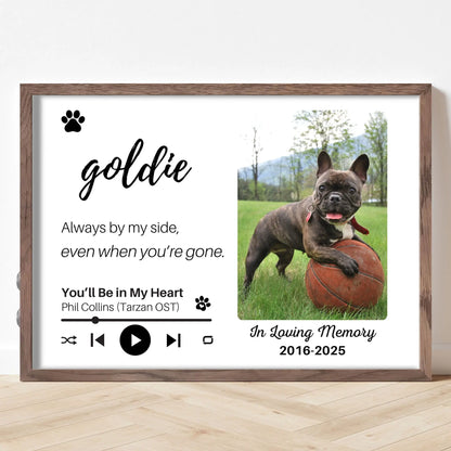 Personalized Dog Memorial Frame – "Always By My Side" – Horizontal