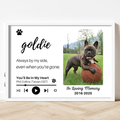 Personalized Dog Memorial Frame – "Always By My Side" – Horizontal