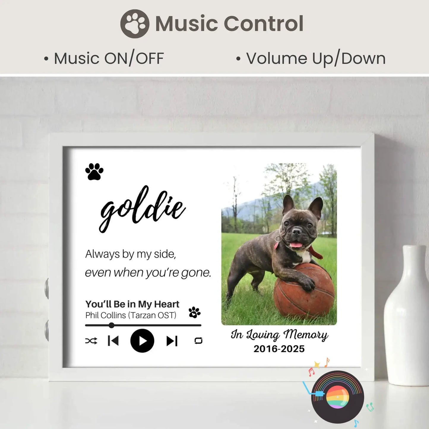 Personalized Dog Memorial Frame – "Always By My Side" – Horizontal