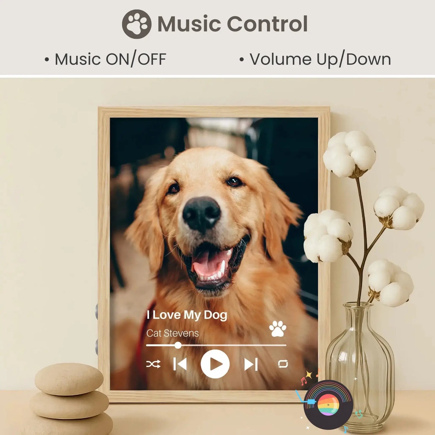 Personalized Dog Lovers Frame – Custom Photo Music Gift – Vertical