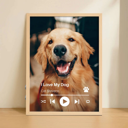 Personalized Dog Lovers Frame – Custom Photo Music Gift – Vertical