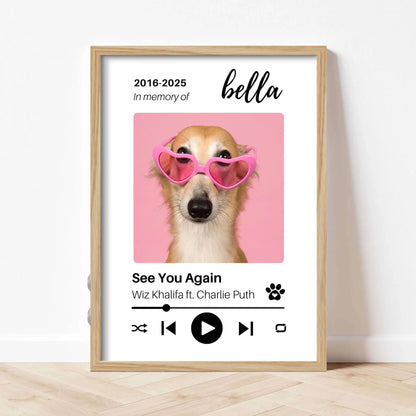 Personalized Dog Memorial Frame – Tribute with Music – Vertical