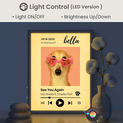 Personalized Dog Memorial Frame – Tribute with Music – Vertical