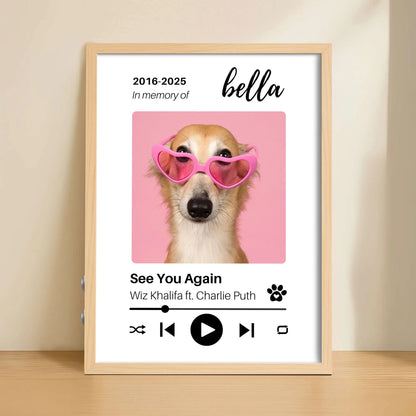 Personalized Dog Memorial Frame – Tribute with Music – Vertical