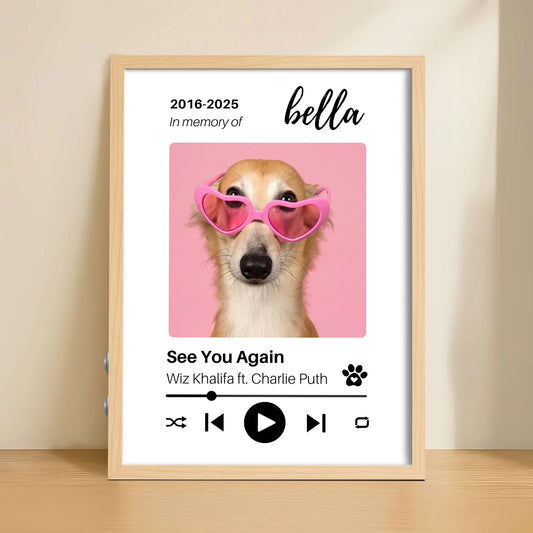 Personalized Dog Memorial Frame – Tribute with Music – Vertical
