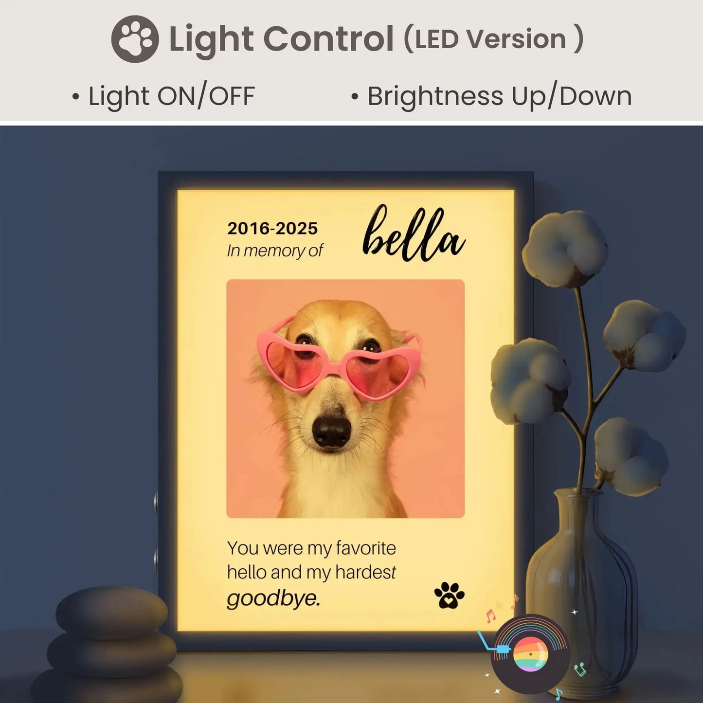 Personalized Dog Memorial Frame – "Favorite Hello, Hardest Goodbye" – Vertical