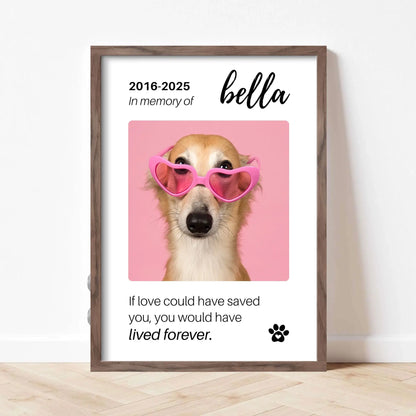 Personalized Dog Memorial Frame – "Lived Forever" – Vertical
