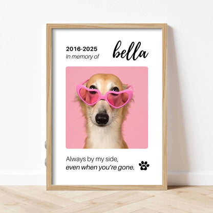 Personalized Dog Memorial Frame – "Always By My Side" – Vertical