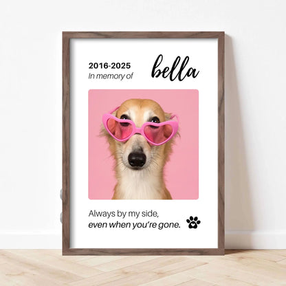 Personalized Dog Memorial Frame – "Always By My Side" – Vertical