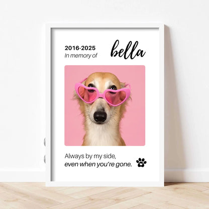 Personalized Dog Memorial Frame – "Always By My Side" – Vertical