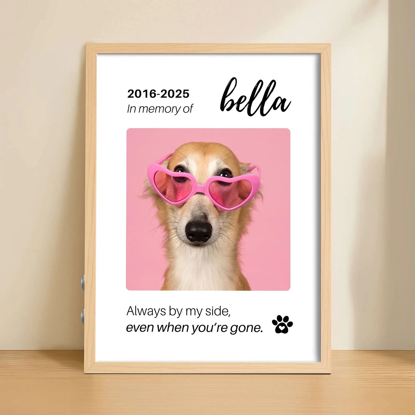 Personalized Dog Memorial Frame – "Always By My Side" – Vertical