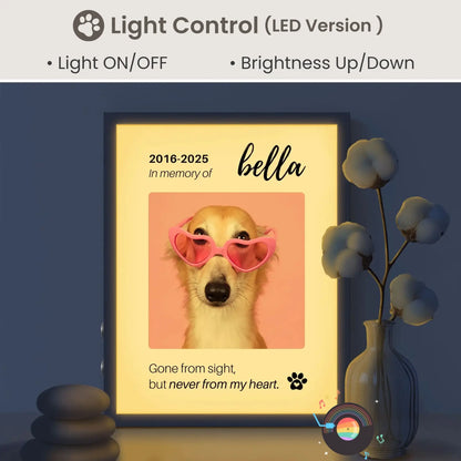 Personalized Dog Memorial Frame – "Never From My Heart" – Vertical