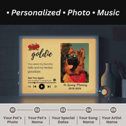 Personalized Dog Memorial Frame – "Favorite Hello, Hardest Goodbye" – Poppy Floral – Horizontal