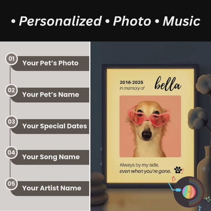 Personalized Dog Memorial Frame – "Always By My Side" – Vertical