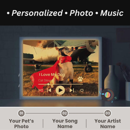 Personalized Dog Lovers Frame – Custom Photo Music Gift – Horizontal
