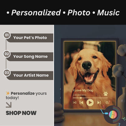 Personalized Dog Lovers Frame – Custom Photo Music Gift – Vertical